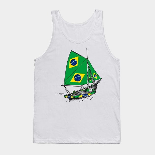 Vintage Brazil Flag Galleon Ship Sailor Team of Brazil Pride | Support Brazil Country Tank Top by Mochabonk